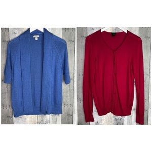 LOT OF 2 CARDIGANS - Croft & Barrow Open Cardigan & Ann Taylor Cardigan Sz M